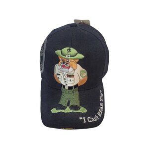 US Marines Black I Can't Hear You Hook & Loop Baseball Cap Hat